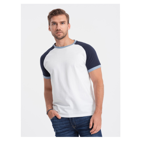 Modro-bílé pánské tričko Ombre Clothing Reglan