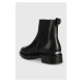 Kožené kotníkové boty Calvin Klein Rubber Sole Chelsea dámské, černá barva, na platformě