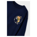 Dětská bavlněná košile s dlouhým rukávem Mayoral tmavomodrá barva, s potiskem