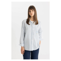 DEFACTO Relax Fit Striped Long Sleeve Flared Cotton Shirt Tunic