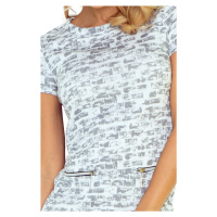 Dámské šaty se zipy v pasu s krátkým rukávem šedé Šedá model 15042473 - numoco