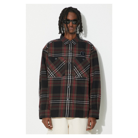 Bavlněná košile AAPE Long Sleeve Shirt Flannel hnědá barva, relaxed, s klasickým límcem, AST8466 AAPE BY A BATHING APE