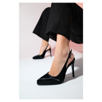 LuviShoes SANTA Women's Black Pointed Toe Platform Heels
