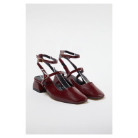 Trendyol Burgundy Mary Jane Ankle Strap Square Toe Women's Heeled Shoes