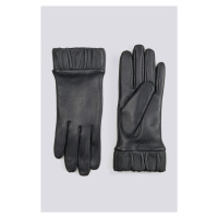 RUKAVICE GANT D1. LEATHER GLOVES GATHERED CUFFS černá