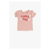 Koton Striped T-Shirt Ruffled Sequin Embroidered Short Sleeve Cotton