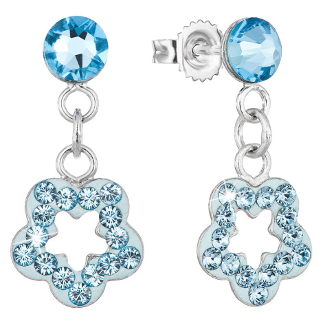 Evolution Group Stříbrné náušnice visací s krystaly Swarovski modrá hvězdička 71078.3 aquamarine