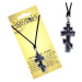 Náhrdelník - šňůrka a kovový přívěsek, ortodoxní kříž, patina