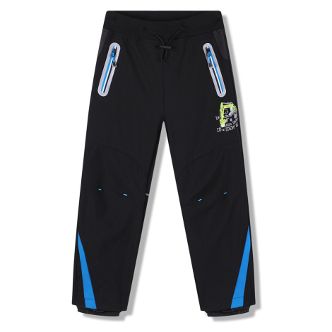Chlapecké softshellové kalhoty KUGO HK5653, černá / tyrkysové zipy Barva: Černá