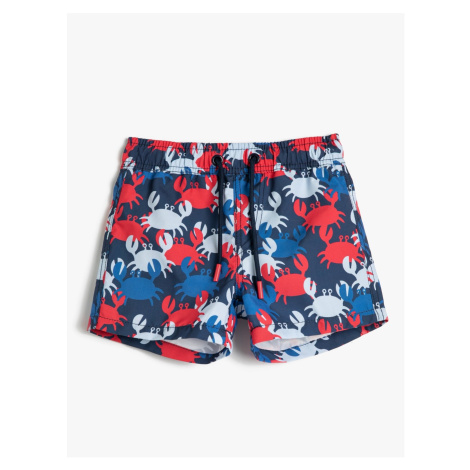 Koton Marine Shorts with Tie Waist Crab Print, Mesh Lined.