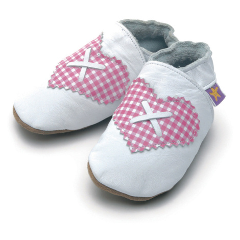 Starchild shoes Kožené capáčkyse srdíčkem bílé STARCHILDSHOES