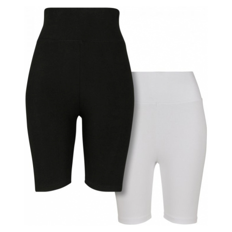 Urban Glassics Ladies High Waist Cycle Shorts 2-Pack - black/white