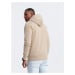 Men's unbuttoned cotton BASIC sweatshirt - beige V6 OM-SSBZ-0160