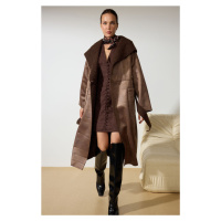 Trendyol Brown Oversize Double-Sided Long Coat