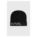 Čepice Karl Lagerfeld černá barva, z tenké pleteniny
