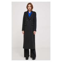 Kabát Artigli dámský, černá barva, přechodný, dvouřadový