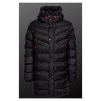 D1fference Men's Hooded Water And Windproof Black Fiber-Filled Long Winter Coat Parka Coat