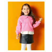 LC Waikiki Lw - Leather Look Baby Girl Shorts Skirt and Pantyhose with Elastic Waist 2-Piece