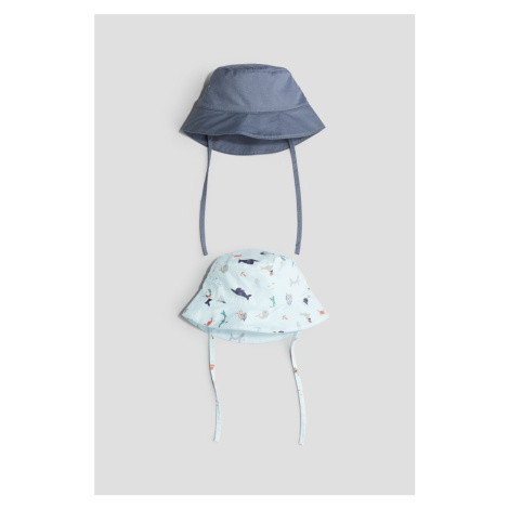 H & M - Bavlněný letní klobouček 2 kusy - modrá H&M