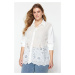 Trendyol Curve White Woven Shirt with Scalloped Detail