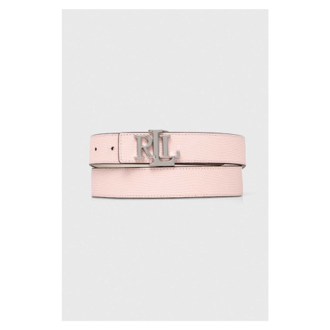 Oboustranný kožený pásek Lauren Ralph Lauren dámský, růžová barva, 412935630