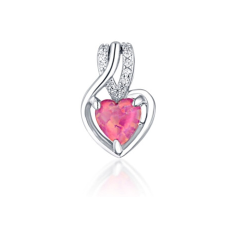 Stříbrný přívěšek srdce s růžovým opálem STRZ0955F JVD