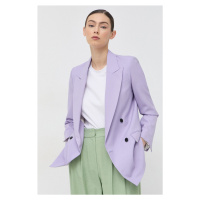 Blazer s příměsí vlny Karl Lagerfeld fialová barva, dvouřadový