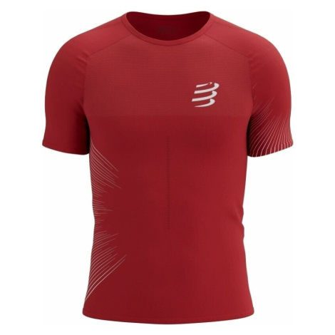 Compressport Performance SS Tshirt M High Risk Red/White Běžecké tričko s krátkým rukávem