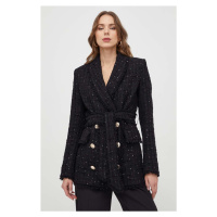 Kabát Marciano Guess MARIKA dámský, černá barva, přechodný, dvouřadový, 4RGL21 9952Z