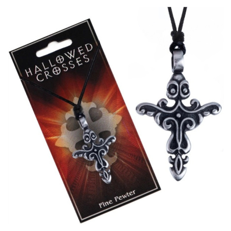 Šňůrka na krk s přívěskem kříže s květovanými obrazci Šperky eshop