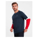 Tri-color men's sweatshirt with raglan sleeves - navy blue V2 OM-SSNZ-22FW-003