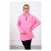 Tunika se zipem na kapuci Oversize světle růžová