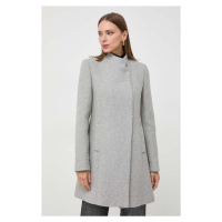 Vlněný kabát Morgan šedá barva, přechodný, dvouřadový