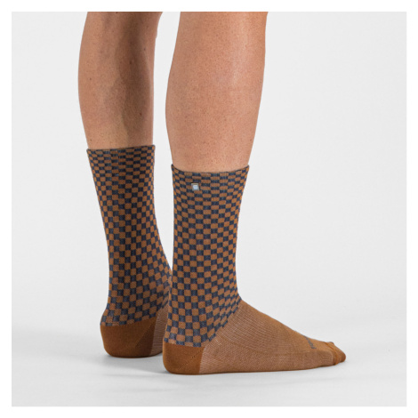 SPORTFUL Cyklistické ponožky klasické - CHECKMATE - hnědá/antracitová