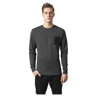 Kontrastní kapsa Crewneck uhlí/kůže