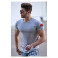 Madmext Ripped Detailed Gray T-Shirt 2883