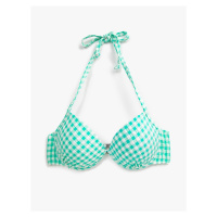 Koton Plaid Bikini Top with Lacing Detail