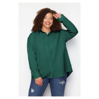 Trendyol Curve Emerald Green Woven Plus Size Shirt