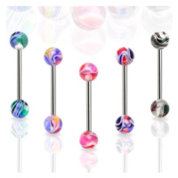 Piercing do jazyka barevná mramorová kulička - Barva piercing: Růžová - Fialová