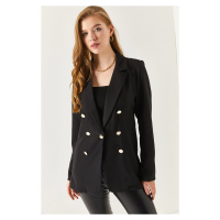 armonika Women's Black Buttoned Jacket