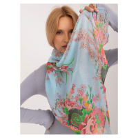 Světle modrý dámský šátek s květinami