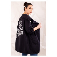 armonika Women's Black Floral Printed Seasonal Jacket on the back