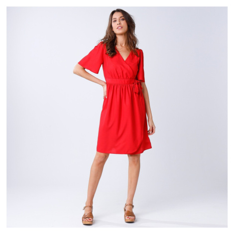 Blancheporte Jednobarevné zavinovací šaty červená