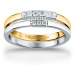 Trussardi Krásný bicolor prsten z oceli se zirkony T-Logo TJAXC41 56 mm