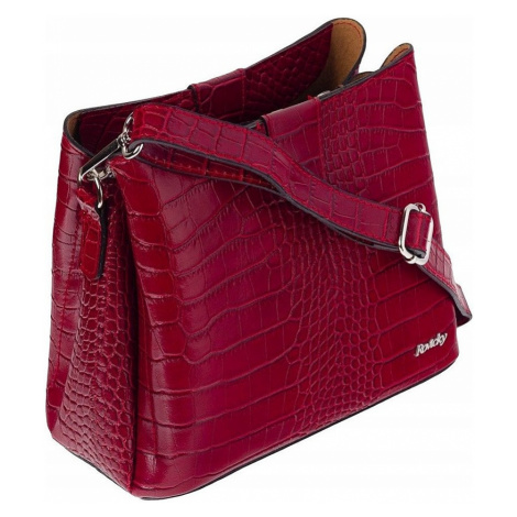 Rovicky červená kožená kabelka s imitací krokodýlí kůže
