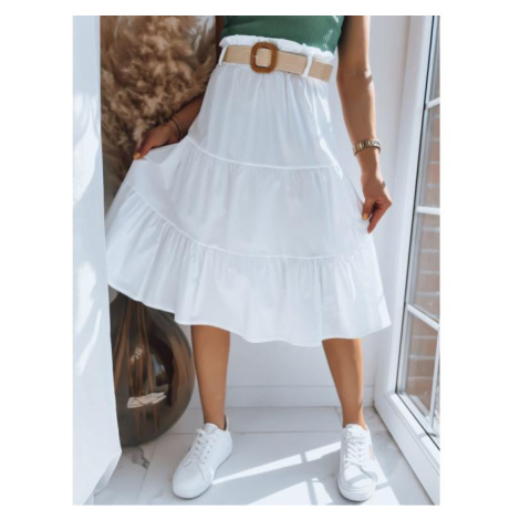Bílá dámská midi sukně s pleteným páskem DStreet