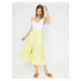Koton Women's Yellow Regular Waist Check Midi Skirt