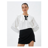 Koton Baby Collar Shirt with Balloon Sleeves and Buttoned Viscose