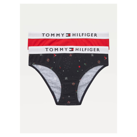 Sada dvou holčičích kalhotek v modré a červené barvě Tommy Hilfiger Underwear