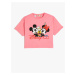 Koton Crop Oversize T-Shirt Minnie And Mickey Mouse Printed Licensed